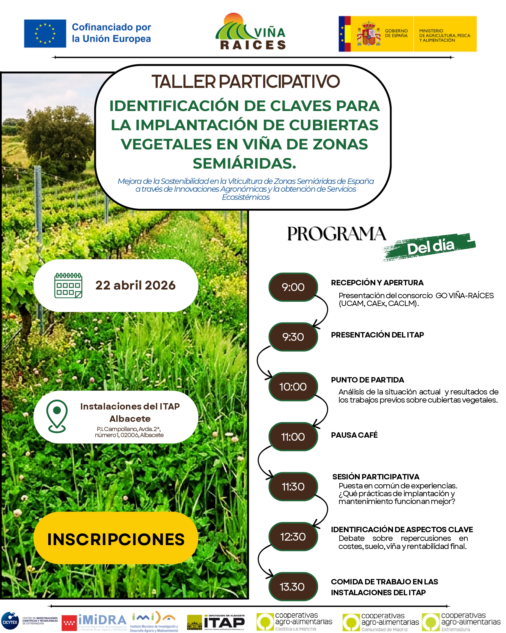 El ITAP acogerá un taller participativo sobre cubiertas vegetales en viñedo de zonas semiáridas